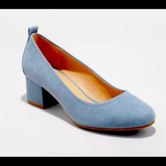 Blue Suede Pumps- 1 inch Heel - Picture 1 of 4